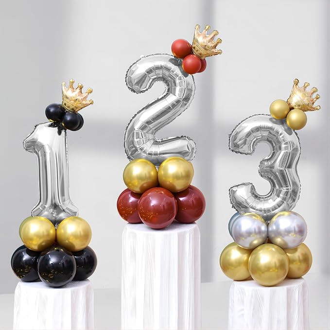 40 Inch Silver Number Balloons, Helium Mylar Foil Number Balloons - Image 5