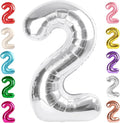 2 Balloon Numbers Birthday Decorations, 40In Silver Balloons by Mluchee