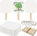 LOTMER 50 Sets Church Fans Handheld Kit | 100 Blank Cardstock Fan Sheets and 50 by LOTMER