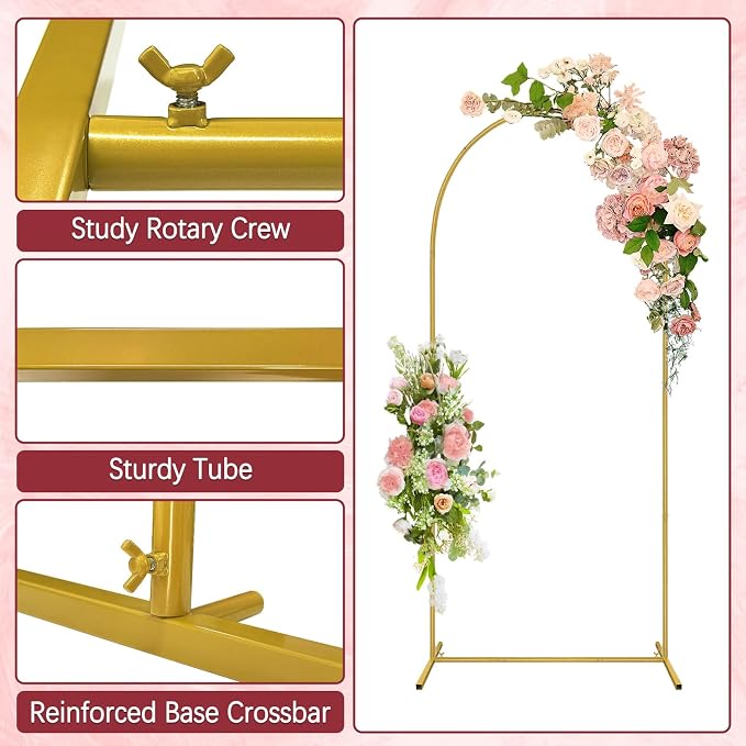 6FT Wedding Arch Backdrop Stand and Cover Set, Metal Balloon Arch Stand and - Image 4