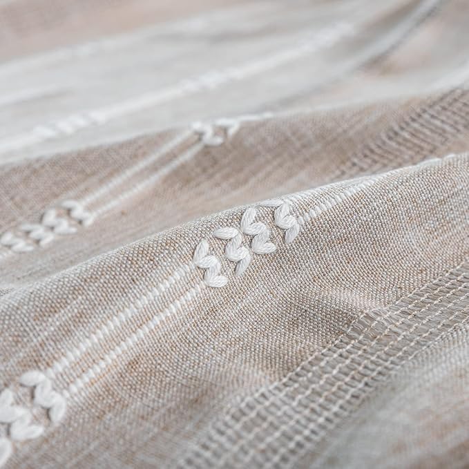 Linen Curtains 108 Inches Long for Living Room 2 Panels Set, Embroidery - Image 5