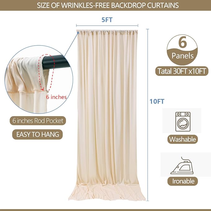 30x10ft Wrinkle Free Backdrop Curtain - Image 3