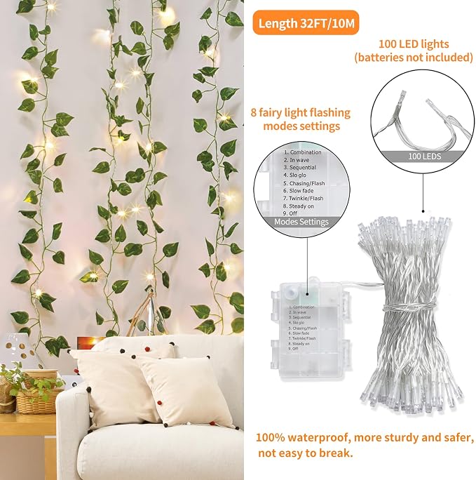 CEWOR 14 Pack 98ft Fake Ivy Vines, Artificial Ivy Garland - Image 2