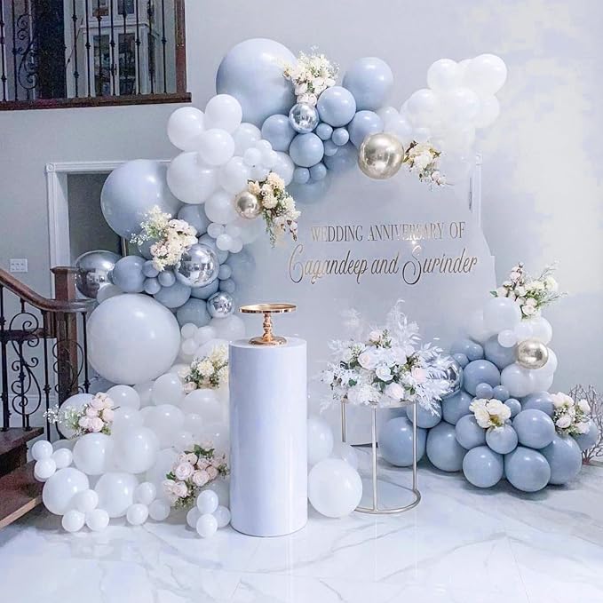 PartyWoo Dusty Blue Balloons 4pcs Slate Blue Boho Neutral Color | 36 Inch - Image 6