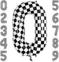 40 Inch Checkered Number 0 Balloon, Large Foil Black and White Number Balloons by Unknown