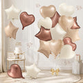 TONIFUL 18 Inch Cream Brown Star and Heart Foil Balloons by TONIFUL