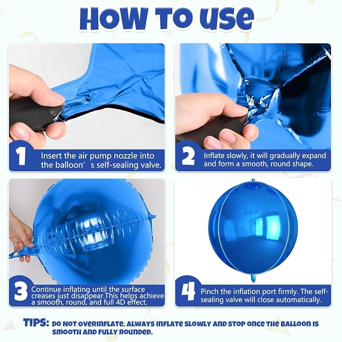 Blue and SIlver Round Balloons Foil, Metallic Blue Silver Balloons - Image 7