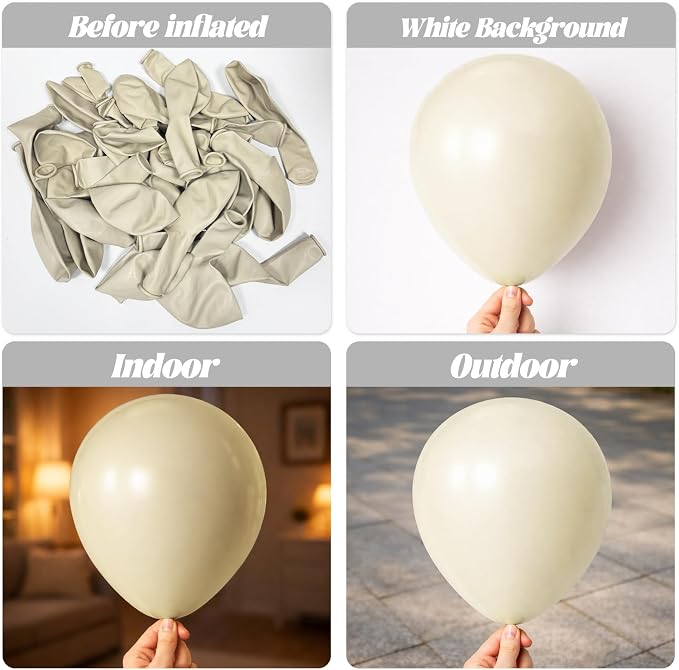 Voircoloria 105pcs Sand White Party Latex Balloons, 12inch | - Image 3