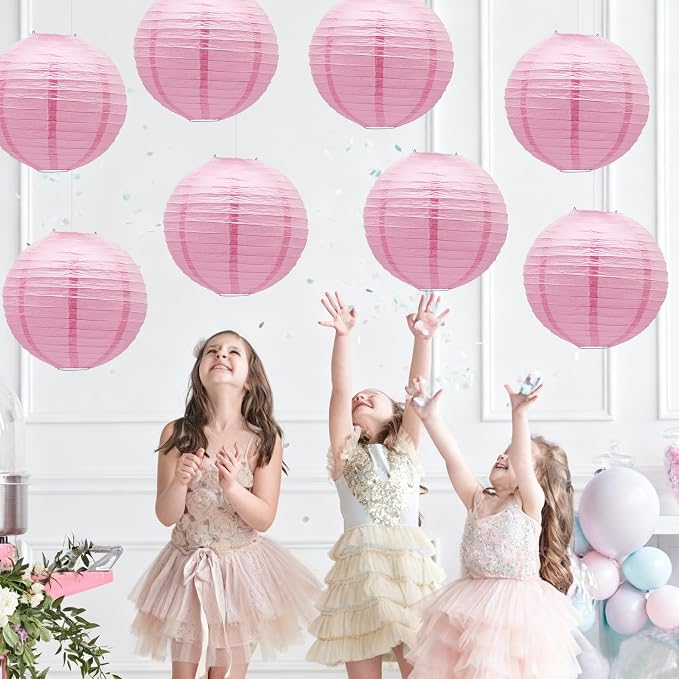 Pink Paper Lanterns Hanging Chinese Round Lanterns - Image 6
