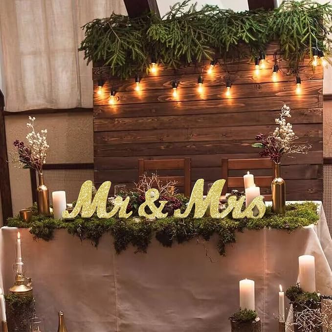 VIOPVERY Wooden Mr & Mrs Wedding Sign - Image 3
