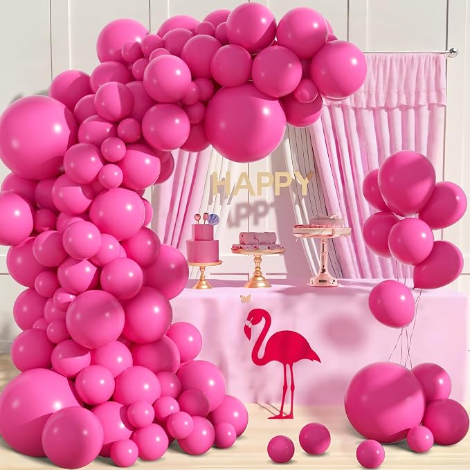 Amandir 153pcs Hot Pink Balloons Arch Garland Kit Different Sizes | 18 12 10 5 - Image 6