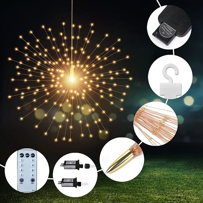 PXBNIUYA 5 Pack 1000LED Plug in Starburst Sphere Lights, Firework Light 8 Modes - Image 5