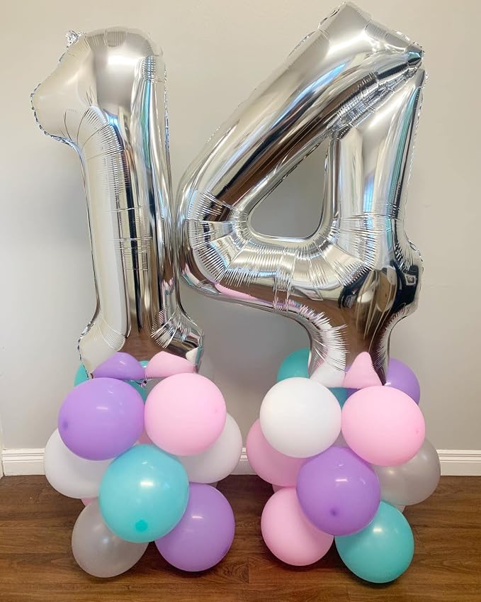 40 Inch Silver 19 Balloons Giant Number 19 Balloons Silver 19 Birthday Balloons - Image 3
