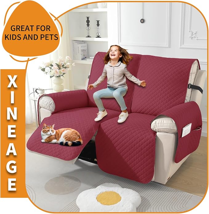 XINEAGE Clearance Waterproof Recliner Cover, 2 seat Recliner Loveseat Covers - Image 6