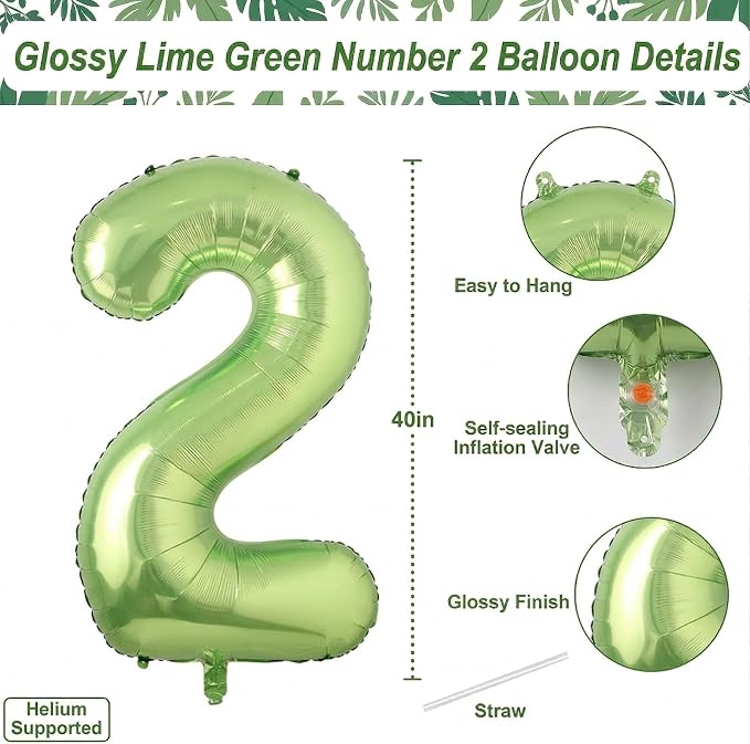 Light Green Number 12 Balloon 40 Inch, Glossy Double Digit Decoration | - Image 4