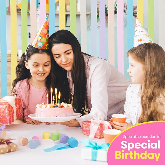 8 Pastel Streamers, 656ft Pack of Crepe Paper Party Decorations | Each roll is - Image 6