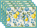 Artoid Mode Blue Lemon Iris Summer Placemats Set of 4, 12x18 Inch Seasonal by ArtoidMode