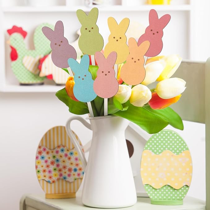 TICIAGA 28PCS Easter Wooden Picks Decorations - Image 5