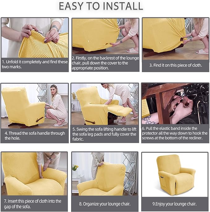 Recliner Chair Covers, 1-Piece Lazy Boy Recliner Covers, Champagne | Washable - Image 5