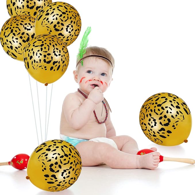Gejoy 36 Pcs Gold Cheetah Print Balloons 12 Inch Leopard Print Balloons Safari - Image 5