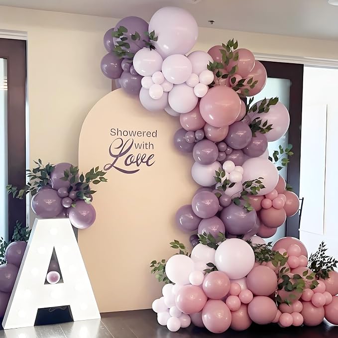 Awenztech 122pcs Dusty Purple Latex Balloons in 18 12 10 5 inches | Boho - Image 8