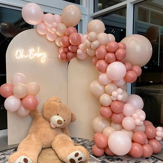 Retro Pink Balloons Different Sizes 135pcs 18" 12" 10" 5" Dusty Pink Latex - Image 4