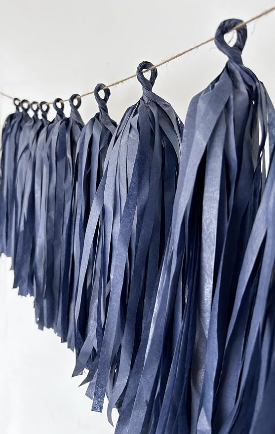 Navy Blue Tassel Garland Banner Tissue Paper Tassels - Image 2