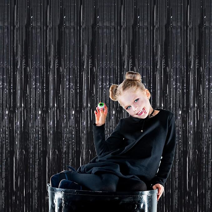 GOER 3.2 ft x 9.8 ft Black Photo Backdrop Party Streamers - Image 4