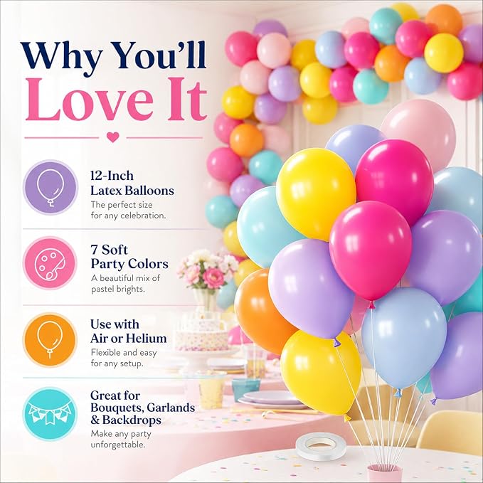 Tropical Balloons, 12 Inch Multicolor Rainbow Ballons Fruit Green Slate Blue - Image 2