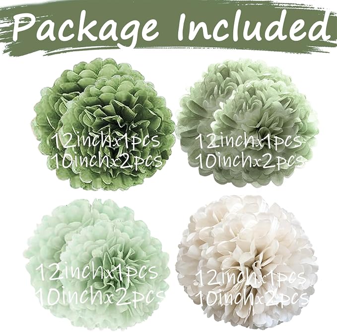 Tissue Paper Pom Poms Kit Paper Flowers 12pieces - Image 2