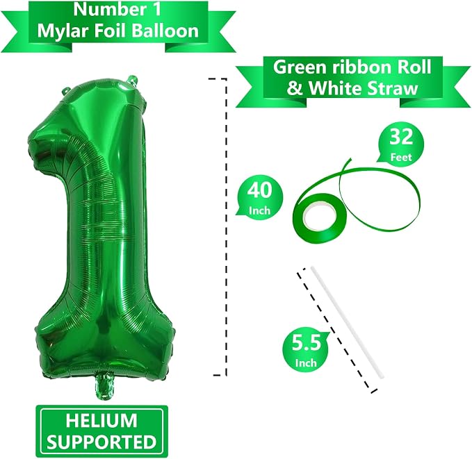 Number Balloons Green Party Balloon - Image 3