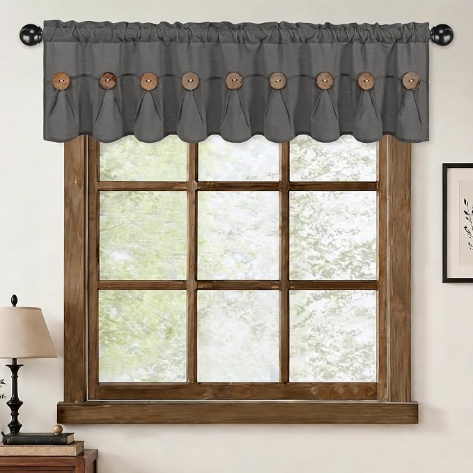 Farmhouse Valance Curtains, Boho Cotton Linen Kitchen Valance, Rod Pocket - Image 8