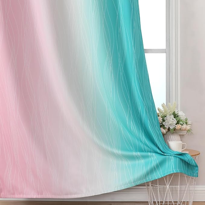 Pink and Teal Blackout Curtains - Image 6