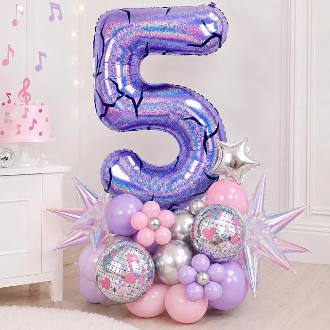 40 Inch Purple Kpop Number 5 Balloon - Image 3