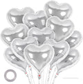 12 Pcs Silver Heart Balloons, 18 Inch Heart Foil Balloons Love Balloon by YOTHORN