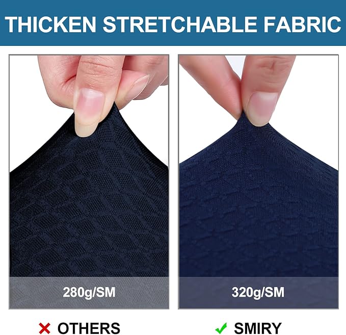 Smiry Waterproof Seat Covers for Dining Room Chairs, No Rear Covers | Stretch - Image 4
