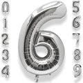 AULE 40 Inch Silver 6 Balloon Number Foil 0-9 Birthday Big Numbers | Birthday by AULE