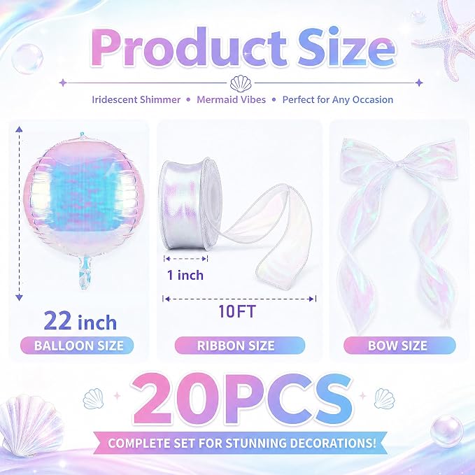 20 Pcs Metallic Iridescent Foil Balloons Giant 22 Inch 4d Round Metallic - Image 2