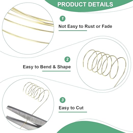0.3mm Jewelry Wire, 28 Gauge 328FT Craft Wire Copper Beading Wire for Jewelry Making/Planting/Weaving/DIY Crafting, Soft Metal Wires [100M, Light Golden]