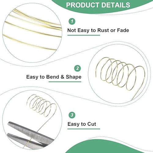 0.4mm Jewelry Wire, 26 Gauge 328FT Craft Wire Copper Beading Wire for Jewelry Making/Planting/Weaving/DIY Crafting, Soft Metal Wires [100M, Light Golden]