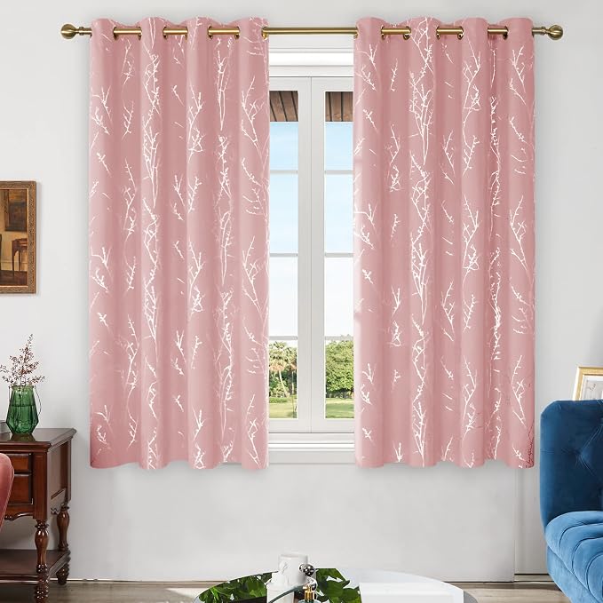 Deconovo Blackout Curtains, Coral Pink Thermal Insulated Grommet Drapes - Image 2