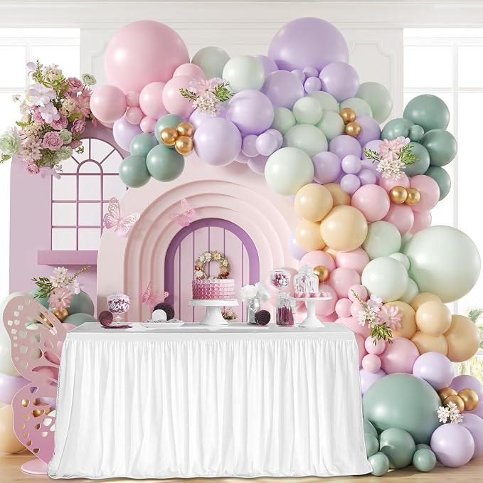 157pcs Pastel Pink and Purple Balloon Arch Garland Kit - Image 7