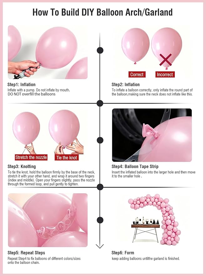 Pink Balloons 60 PCS 12 Inch Hot Pink Light Baby Pink Metallic Pink Latex - Image 4