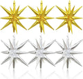 HILAVO 6PCS Gold Silver Star Balloons, 22Inch Large Star Balloon Foil Spike by HILAVO