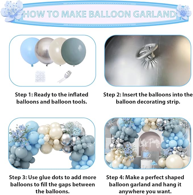 Dusty Blue Balloon Arch Kit - Image 5