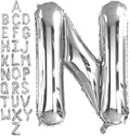 40 Inch Silver Letter N Balloons, DIY Phrase Foil Alphabet Letter N Balloons by LHOAVWE