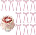 30 Pack Bow Cake Toppers Pink Gingham Ribbon Bows by NatNarr