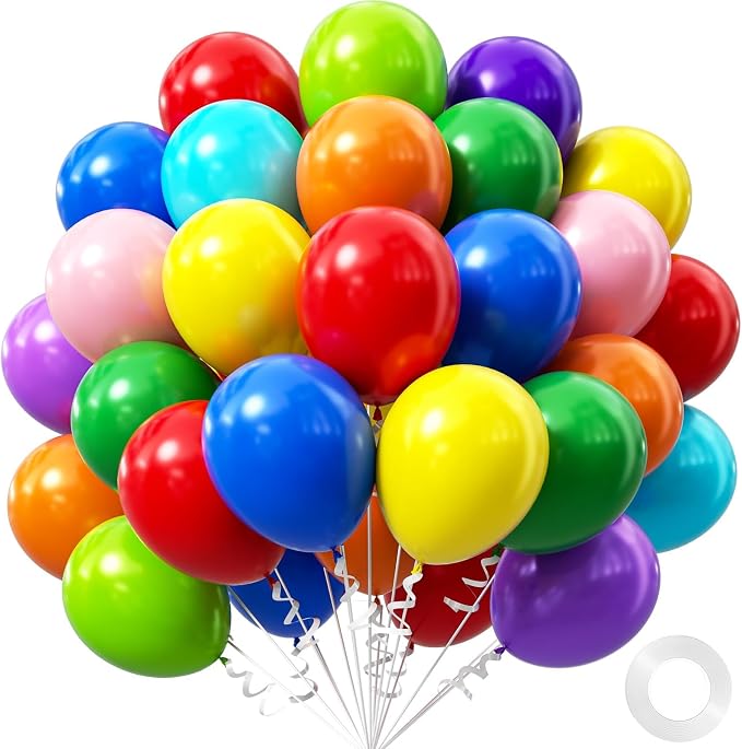 Colorful Balloons 12 inch, Latex 50pcs Party Balloons | Red Dark Purple Orange by Awenztech