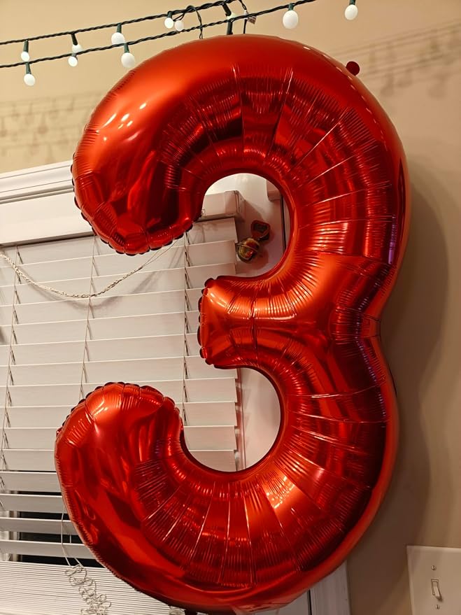 1 Balloon Numbers Birthday Decorations, 40In Red Balloons - Image 3