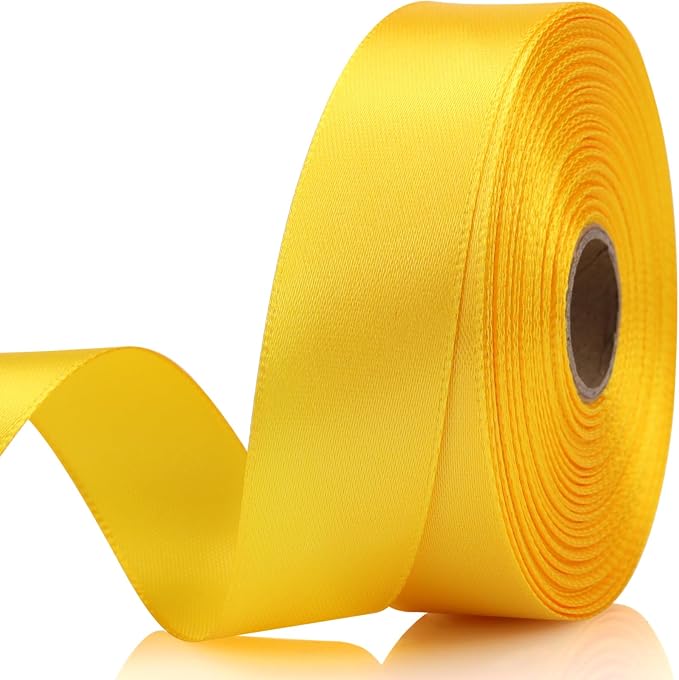 7/8 Inch 30 Yards Yellow Satin Craft Ribbon-Single Face Polyester Ribbon by Unknown